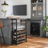 Darrahopens Furniture > Dining > Wine Racks CARLA HOME Large Wine Rack with Glass Holder, Metal Designed Bottle Holder and Wood Countertop up to Wine & Champagne Bottles