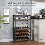 Darrahopens Furniture > Dining > Wine Racks CARLA HOME Large Wine Rack with Glass Holder, Metal Designed Bottle Holder and Wood Countertop up to Wine & Champagne Bottles