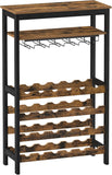 Darrahopens Furniture > Dining > Wine Racks CARLA HOME Large Wine Rack with Glass Holder, Metal Designed Bottle Holder and Wood Countertop up to Wine & Champagne Bottles