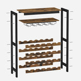 Darrahopens Furniture > Dining > Wine Racks CARLA HOME Large Wine Rack with Glass Holder, Metal Designed Bottle Holder and Wood Countertop up to Wine & Champagne Bottles