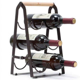 Darrahopens Furniture > Dining > Wine Racks Rustic 6-Bottle Foldable Wine Rack - Metal Countertop Holder with Wooden Handle