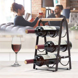Darrahopens Furniture > Dining > Wine Racks Rustic 6-Bottle Foldable Wine Rack - Metal Countertop Holder with Wooden Handle