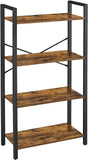 darrahopens Furniture > Living Room 4-Tier  Storage Rack with Steel Frame, 120 cm High, Rustic Brown and Black