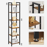 Darrahopens Furniture > Living Room 6-Tier Rustic Bookshelf, Brown & Black