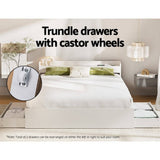 Darrahopens Furniture > Living Room Artiss Bed Frame Double Size Mattress Base wtih Charging Ports 2 Storage Drawers