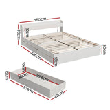 Darrahopens Furniture > Living Room Artiss Bed Frame Queen Size Mattress Base wtih Charging Ports 2 Storage Drawers