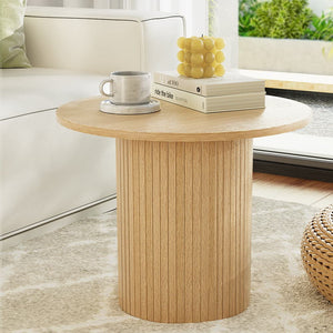 Darrahopens Furniture > Living Room Artiss Coffee Table Round Side Table Fluted Base PIIA