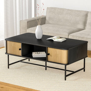 Darrahopens Furniture > Living Room Artiss Coffee Table Sliding Drawer Door Black Boris
