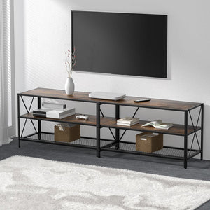 Darrahopens Furniture > Living Room Artiss Entertainment Unit TV Stand 3-tier Display Shelves Vintage Rustic Walnut