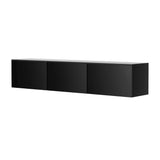 Darrahopens Furniture > Living Room Artiss Floating Entertainment Unit TV Cabinet High Glossy Black 3 Cabinets 200CM