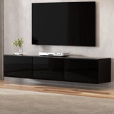 Darrahopens Furniture > Living Room Artiss Floating Entertainment Unit TV Cabinet High Glossy Black 3 Cabinets 200CM