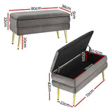 Darrahopens Furniture > Living Room Artiss Ottoman Storage Foot Stool Velvet Grey