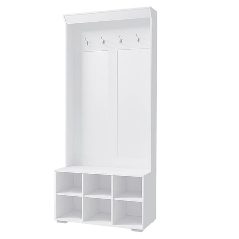 Darrahopens Furniture > Living Room Artiss Shoe Cabinet Storage Rack Shoe Bench Hall Tree Coat Rack White 180CM