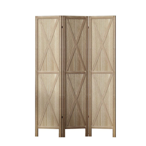 Darrahopens Furniture > Living Room Artiss Silon Room Divider Screen Privacy Wood Dividers Stand 3 Panel Brown