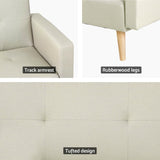 Darrahopens Furniture > Living Room Artiss Sofa Bed Ottoman 200CM Beige Faux Linen