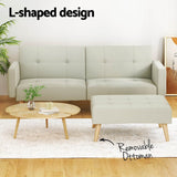 Darrahopens Furniture > Living Room Artiss Sofa Bed Ottoman 200CM Beige Faux Linen
