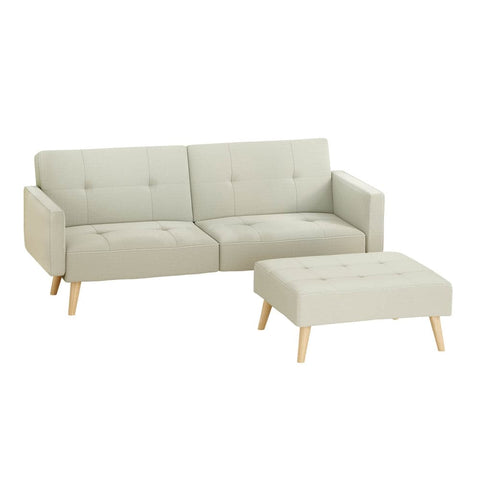 Darrahopens Furniture > Living Room Artiss Sofa Bed Ottoman 200CM Beige Faux Linen