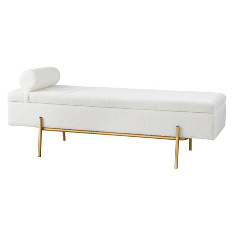 Darrahopens Furniture > Living Room Artiss Storage Ottoman Bed 140cm Pillow Boucle Fabric