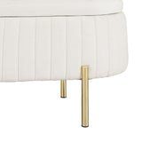 Darrahopens Furniture > Living Room Artiss Storage Ottoman Blanket Box 87cm Velvet Oval White