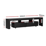 Darrahopens Furniture > Living Room Artiss TV Cabinet Entertainment Unit Stand RGB LED Gloss Furniture 200cm Black