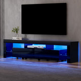 Darrahopens Furniture > Living Room Artiss TV Cabinet Entertainment Unit Stand RGB LED Gloss Furniture 200cm Black