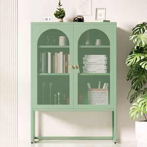 Darrahopens Furniture > Living Room ArtissIn Buffet Sideboard Metal Locker Display Shelves Storage Cabinet Green