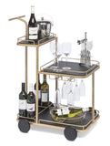 Darrahopens Furniture > Living Room Black and French Brass Wooden 3-Tier Bar Cart Drinks Trolley