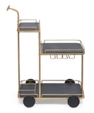 Darrahopens Furniture > Living Room Black and French Brass Wooden 3-Tier Bar Cart Drinks Trolley