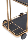 Darrahopens Furniture > Living Room Black and French Brass Wooden 3-Tier Bar Cart Drinks Trolley