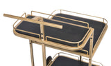 Darrahopens Furniture > Living Room Black and French Brass Wooden 3-Tier Bar Cart Drinks Trolley
