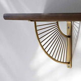 2 Pack Floating Metal Shelf Brackets, Gold Fan Shaped Triangle Wall Brackets, 20 x 20 cm