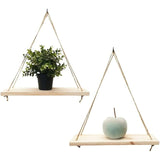 Darrahopens Furniture > Living Room > Bookcases & Shelves 2 pcs Set - Hanging Wall Shelf - Trendy Decoration In Recycled Wood - Hook Included - Pine Wood - 35 Cm X 14 Cm -