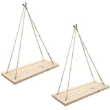 Darrahopens Furniture > Living Room > Bookcases & Shelves 2 pcs Set - Hanging Wall Shelf - Trendy Decoration In Recycled Wood - Hook Included - Pine Wood - 35 Cm X 14 Cm -