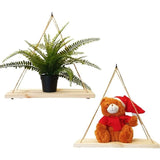 Darrahopens Furniture > Living Room > Bookcases & Shelves 2 pcs Set - Hanging Wall Shelf - Trendy Decoration In Recycled Wood - Hook Included - Pine Wood - 35 Cm X 14 Cm -