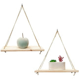 Darrahopens Furniture > Living Room > Bookcases & Shelves 2 pcs Set - Hanging Wall Shelf - Trendy Decoration In Recycled Wood - Hook Included - Pine Wood - 35 Cm X 14 Cm -