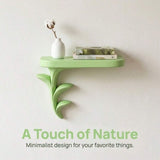 Darrahopens Furniture > Living Room > Bookcases & Shelves 2Pcs Sprout Wall Mounted Storage Rack - Creative Plant Style Organizer and Display Stand (Green, White) In Australia - Darrahopens
