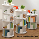 Darrahopens Furniture > Living Room > Bookcases & Shelves 4 Tier Rotating Bookshelf PVC Freestanding Corner Rack Bookcase Multifunctional Spinning 360 Storage Shelf Organizer for Home Office Space-Saving White