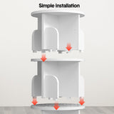 Darrahopens Furniture > Living Room > Bookcases & Shelves 4 Tier Rotating Bookshelf PVC Freestanding Corner Rack Bookcase Multifunctional Spinning 360 Storage Shelf Organizer for Home Office Space-Saving White