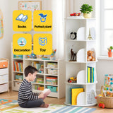 Darrahopens Furniture > Living Room > Bookcases & Shelves 4 Tier Rotating Bookshelf PVC Freestanding Corner Rack Bookcase Multifunctional Spinning 360 Storage Shelf Organizer for Home Office Space-Saving White