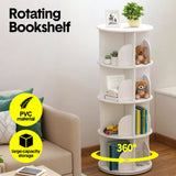 Darrahopens Furniture > Living Room > Bookcases & Shelves 4 Tier Rotating Bookshelf PVC Freestanding Corner Rack Bookcase Multifunctional Spinning 360 Storage Shelf Organizer for Home Office Space-Saving White