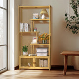 Darrahopens Furniture > Living Room > Bookcases & Shelves 6 Tiers Freestanding Bamboo Storage Shelf High & Low Shelf Bookshelf Plant Stand