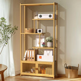 Darrahopens Furniture > Living Room > Bookcases & Shelves 6 Tiers Freestanding Bamboo Storage Shelf High & Low Shelf Bookshelf Plant Stand