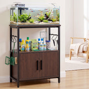 Darrahopens Furniture > Living Room > Bookcases & Shelves Artiss 20 Gallon Fish Tank Stand 3-Tier Aquarium Stand with Storage Cabinet and Open Shelf Walnut In Australia - Darrahopens