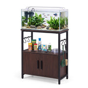 Darrahopens Furniture > Living Room > Bookcases & Shelves Artiss 20 Gallon Fish Tank Stand 3-Tier Aquarium Stand with Storage Cabinet and Open Shelf Walnut In Australia - Darrahopens