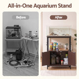 Darrahopens Furniture > Living Room > Bookcases & Shelves Artiss 20 Gallon Fish Tank Stand 3-Tier Aquarium Stand with Storage Cabinet and Open Shelf Walnut In Australia - Darrahopens