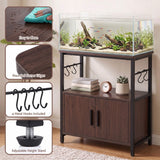 Darrahopens Furniture > Living Room > Bookcases & Shelves Artiss 20 Gallon Fish Tank Stand 3-Tier Aquarium Stand with Storage Cabinet and Open Shelf Walnut In Australia - Darrahopens