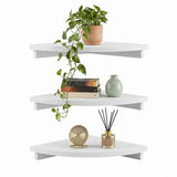 Darrahopens Furniture > Living Room > Bookcases & Shelves Artiss 3pc Corner Floating Wall Shelf Wall Mounted Display Rack Round Edge White