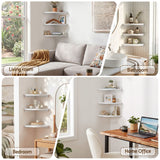 Darrahopens Furniture > Living Room > Bookcases & Shelves Artiss 3pc Corner Floating Wall Shelf Wall Mounted Display Rack Round Edge White