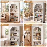 Darrahopens Furniture > Living Room > Bookcases & Shelves Artiss 4 Tier Bookshelf Arched Fluted Storage Display Cabinet Unit White In Australia - Darrahopens