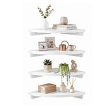 Darrahopens Furniture > Living Room > Bookcases & Shelves Artiss 4pc Corner Floating Wall Shelf Wall Mounted Display Rack Round Edge White